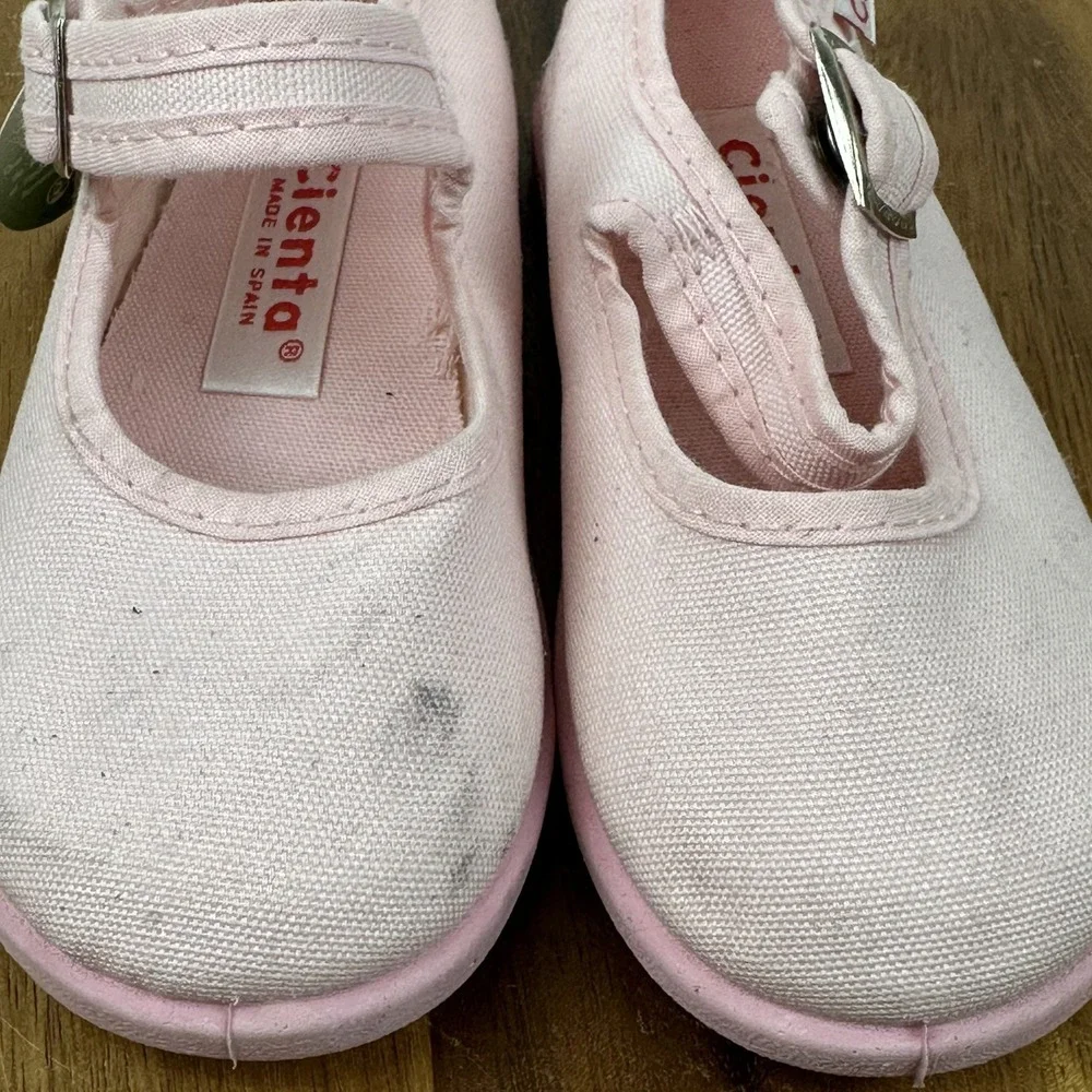 New Little Kids Cienta Pink Canvas Comfort Casual Mary Jane Shoes Size 7.5 C NWT